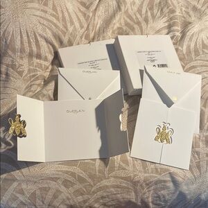 22 Guerlain Gold and White Blank Cards & Envelopes with gold Bee logo
